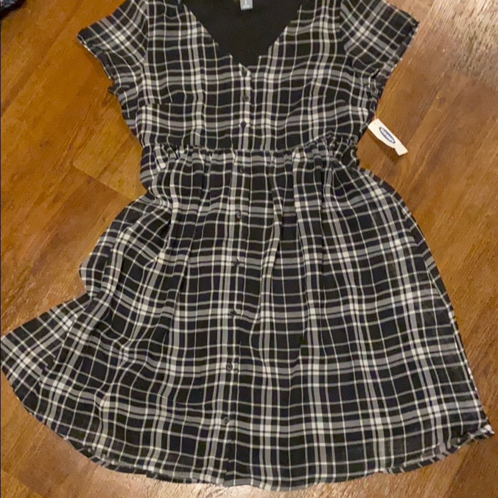 NWT black and white plaid short sleeve dress - Picture 3 of 3